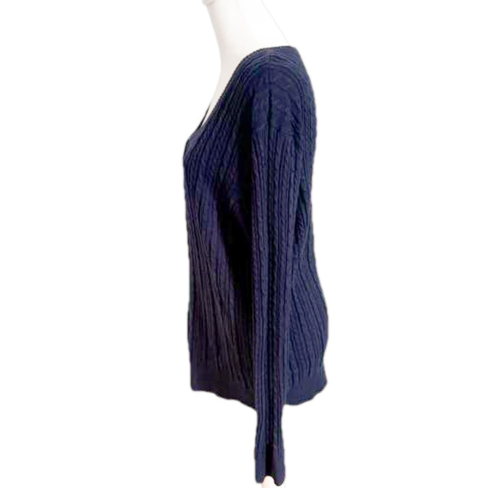 SONOMA LIFESTYLE Cotton Navy Cable Cardigan Button Sweater Women Size PXL/10 - Picture 4 of 13